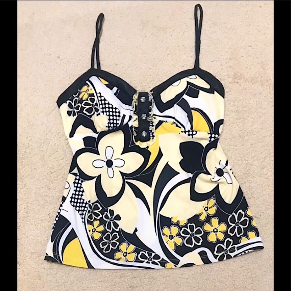 🆕🔥CHARLOTTE RUSSE BEAUTIFUL SILKY&SEXY TANKYELLOW&BLACK SILKY STRAPS&ALLAROUND - Picture 4 of 9